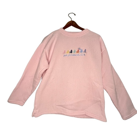 𝅺VINTAGE ESY Sportswear Baby Pink Crewneck Jekyll Island, GA - Picture 1 of 4